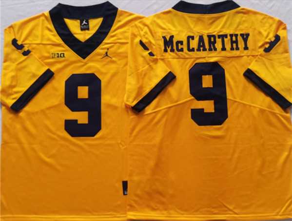 Mens Michigan Wolverines #9 McCARTHY Yellow Stitched Jersey->michigan wolverines->NCAA Jersey